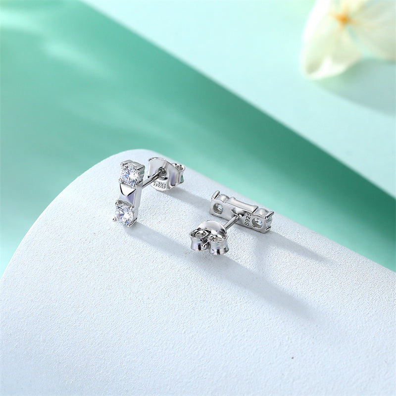 925 Sterling Silver Letter Stud Earrings for Women Elegant Zircon Initial Jewelry White Gold Plated