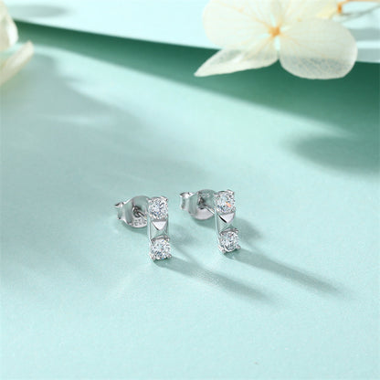 925 Sterling Silver Letter Stud Earrings for Women Elegant Zircon Initial Jewelry White Gold Plated