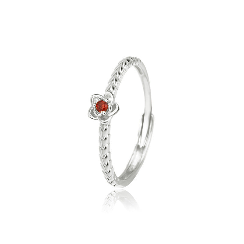 925 Sterling Silver Little Prince & Rose Couple Rings - Adjustable Cartoon-Inspired Matching Bands (Red/Zircon Options