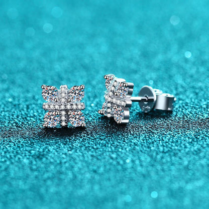 925 Sterling Silver Lucky Knot Moissanite Stud Earrings - 0.48CT with Goldfish Motif