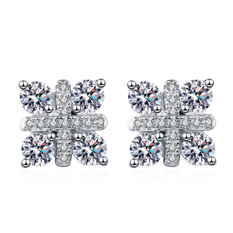 925 Sterling Silver Lucky Knot Moissanite Stud Earrings - 0.48CT with Goldfish Motif