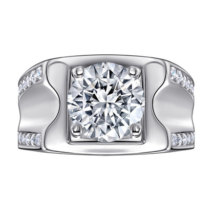 925 Sterling Silver Men's Wide Band Ring - Bold Zircon Statement Jewelry