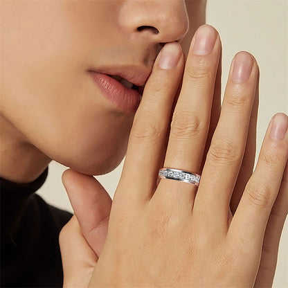 925 Sterling Silver Men's Wide Band Ring - Premium European-Style Statement Piece