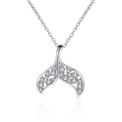 925 Sterling Silver Mermaid Tail Pendant Necklace - 0.393CT Moissanite Unique Collarbone Chain