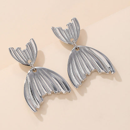 925 Sterling Silver Mermaid Tail Stud Earrings - White Gold & Gold Plated Minimalist Earrings for Women
