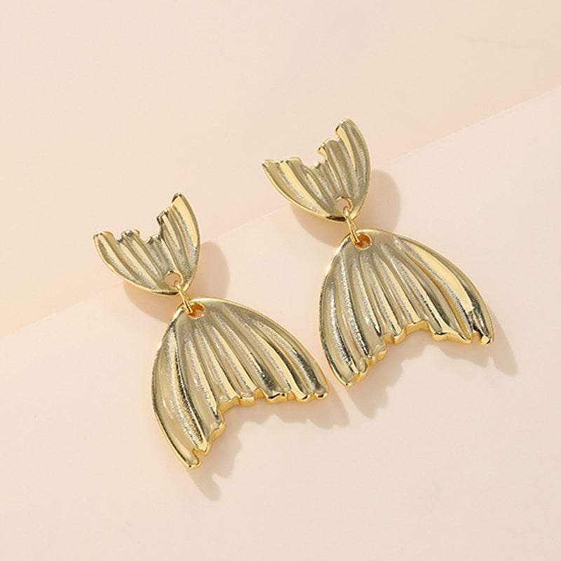 925 Sterling Silver Mermaid Tail Stud Earrings - White Gold & Gold Plated Minimalist Earrings for Women