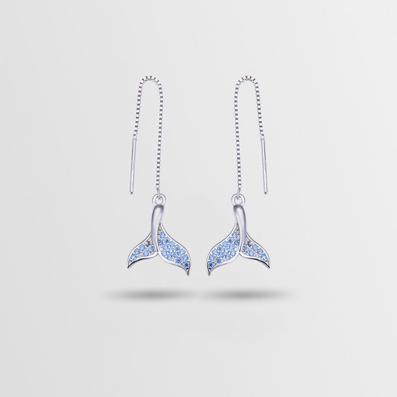 925 Sterling Silver Mermaid Tail Stud Earrings for Women - Minimalist Fashion Earrings with Plastic Backs