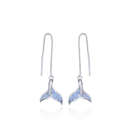 925 Sterling Silver Mermaid Tail Stud Earrings for Women - Minimalist Fashion Earrings with Plastic Backs