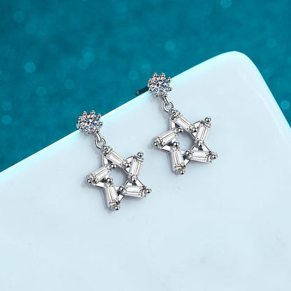 925 Sterling Silver Minimalist 0.2ct Moissanite Stud Earrings - Delicate Leaf Design with Rose Motif
