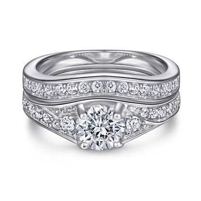 925 Sterling Silver Minimalist Ring Set – Modern Geometric Zircon Stackable Bands