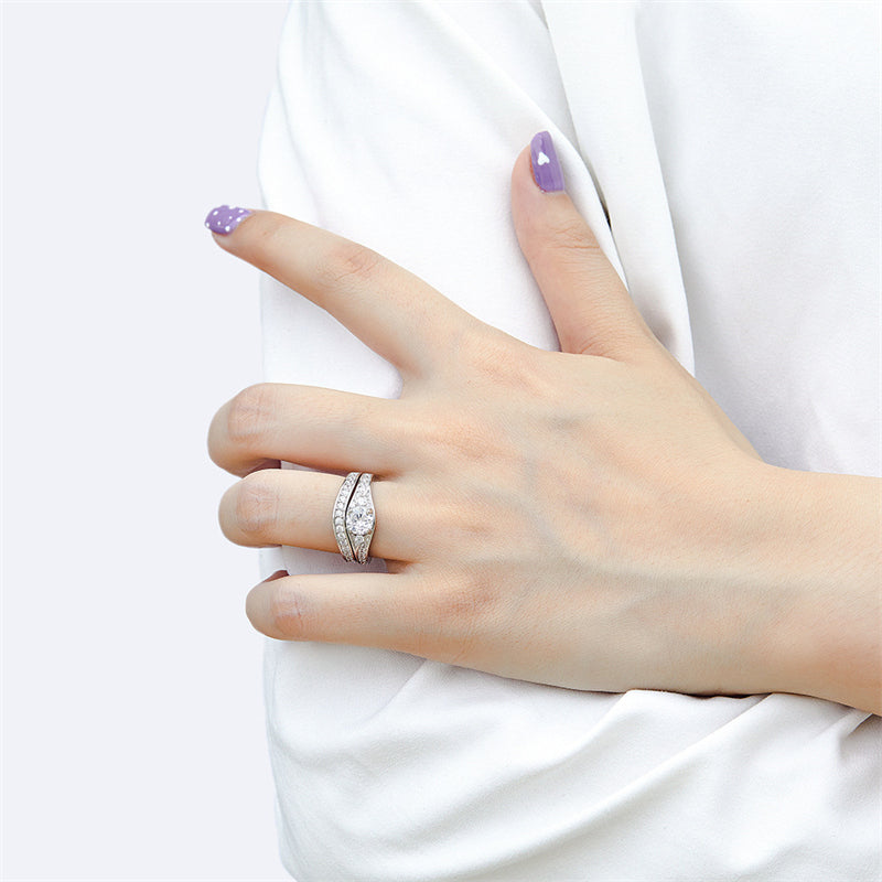 925 Sterling Silver Minimalist Ring Set – Modern Geometric Zircon Stackable Bands