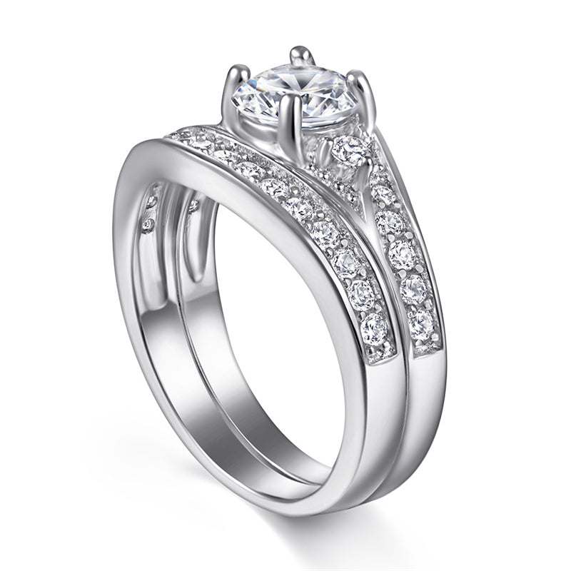 925 Sterling Silver Minimalist Ring Set – Modern Geometric Zircon Stackable Bands
