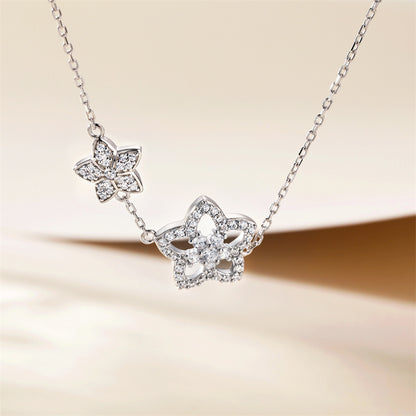 925 Sterling Silver Minimalist Star Pendant Necklace - Dainty Everyday Collarbone Chain