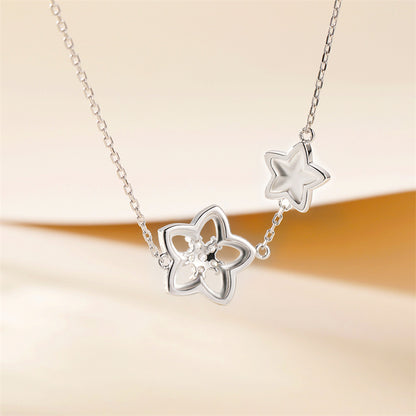 925 Sterling Silver Minimalist Star Pendant Necklace - Dainty Everyday Collarbone Chain