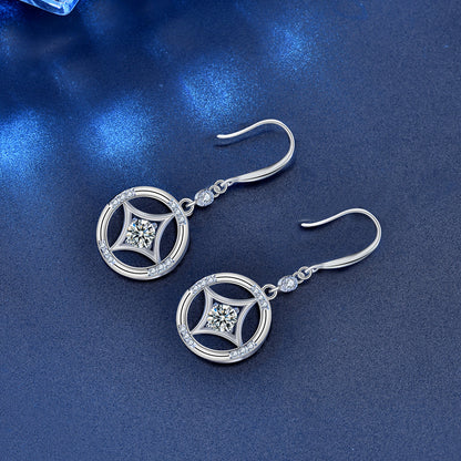 925 Sterling Silver Minimalist Stud Earrings with 0.5ct Moissanite - White Gold Plated Ethnic Inspired Jewelry for Women