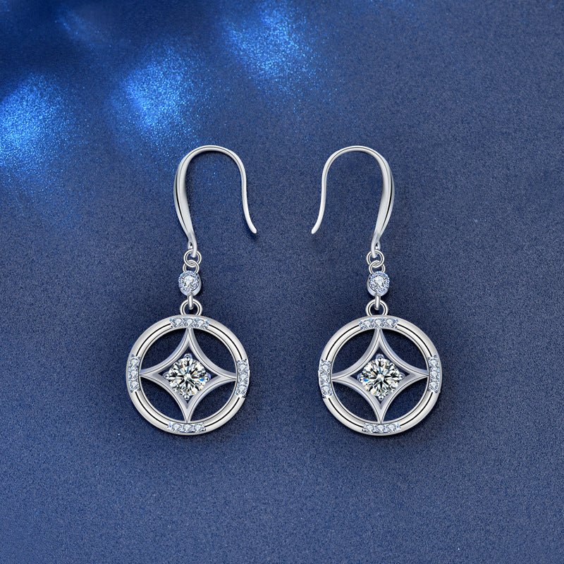 925 Sterling Silver Minimalist Stud Earrings with 0.5ct Moissanite - White Gold Plated Ethnic Inspired Jewelry for Women