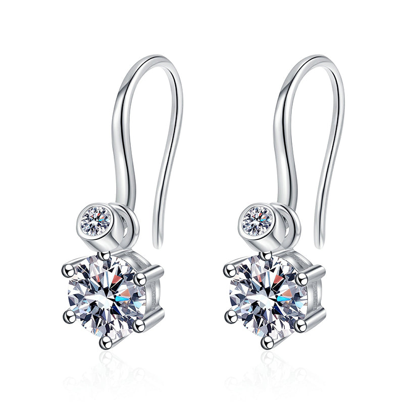 925 Sterling Silver Minimalist Wave Stud Earrings with Moissanite – Elegant & Stylish for Women