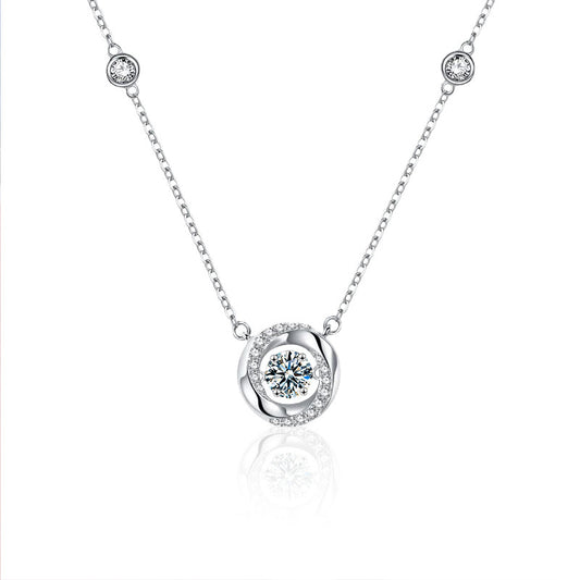 925 Sterling Silver Mobius Pendant Necklace with 0.5ct Moissanite Cross Chain Rhodium Plated Women's Elegant Jewelry