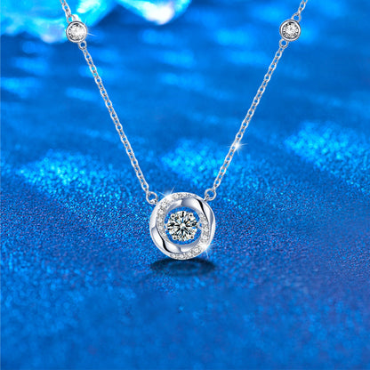 925 Sterling Silver Mobius Pendant Necklace with 0.5ct Moissanite Cross Chain Rhodium Plated Women's Elegant Jewelry