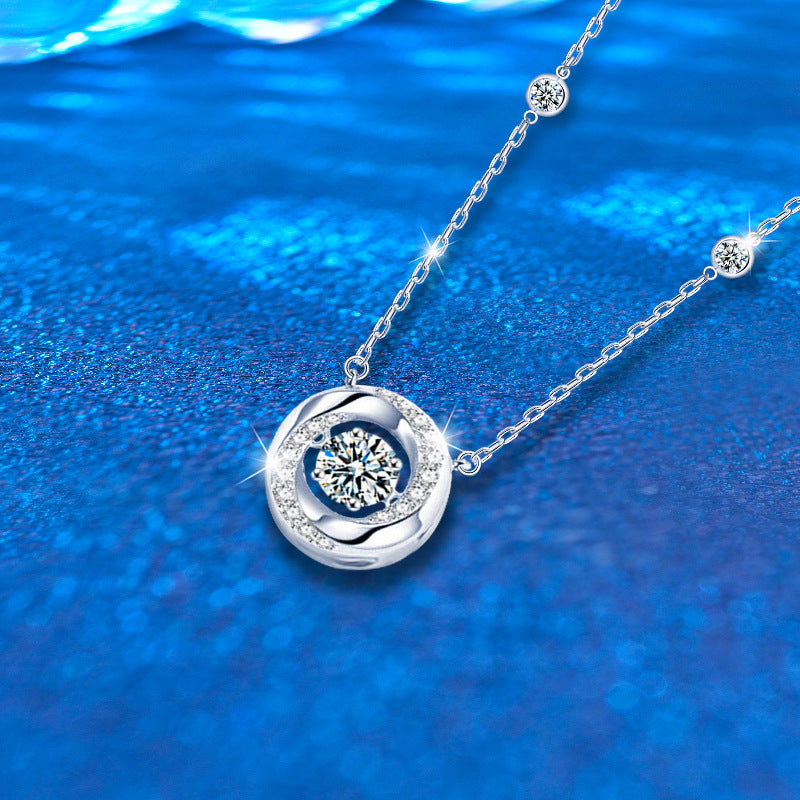 925 Sterling Silver Mobius Pendant Necklace with 0.5ct Moissanite Cross Chain Rhodium Plated Women's Elegant Jewelry