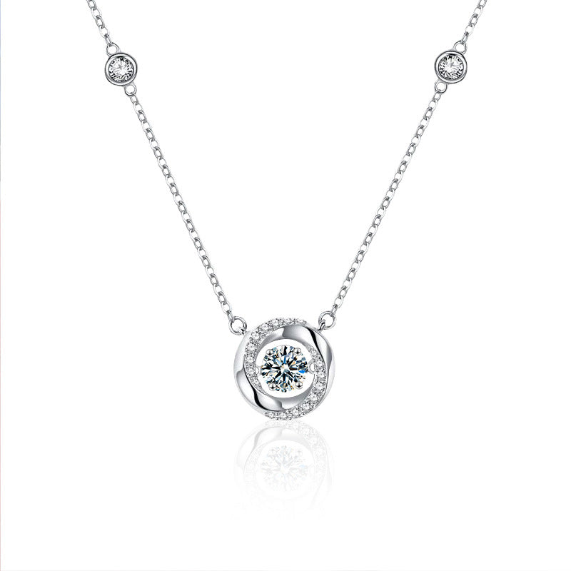 925 Sterling Silver Mobius Pendant Necklace with 0.5ct Moissanite Cross Chain Rhodium Plated Women's Elegant Jewelry