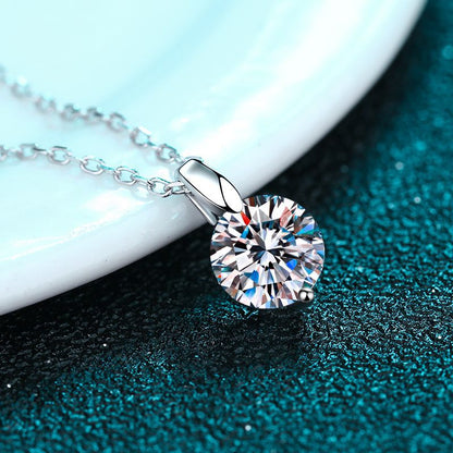 925 Sterling Silver Moissanite Necklace  - 1CT to 3CT Minimalist Band for Women