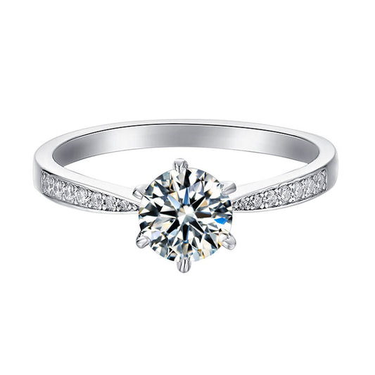 925 Sterling Silver Moissanite Solitaire Ring - Classic Round Cut Engagement Jewelry