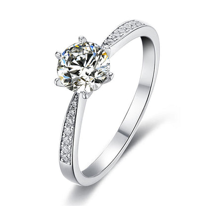 925 Sterling Silver Moissanite Solitaire Ring - Classic Round Cut Engagement Jewelry