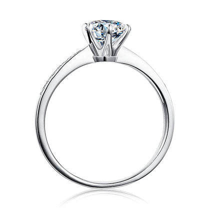 925 Sterling Silver Moissanite Solitaire Ring - Classic Round Cut Engagement Jewelry