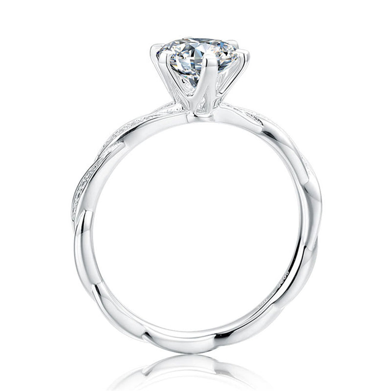 925 Sterling Silver Moissanite Solitaire Ring - Six-Prong Classic Engagement Jewelry