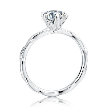 925 Sterling Silver Moissanite Solitaire Ring - Six-Prong Classic Engagement Jewelry