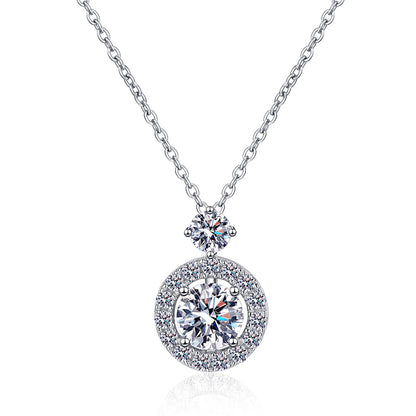 925 Sterling Silver Openwork Bubble Pendant Necklace - 1.3CT Moissanite Minimalist Chain