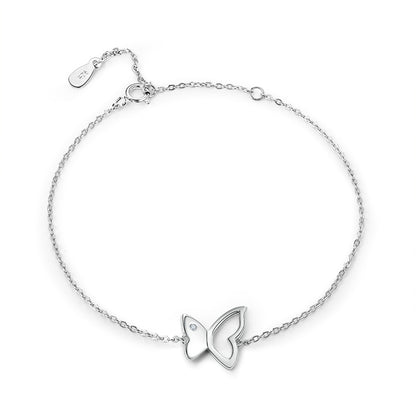 925 Sterling Silver Openwork Butterfly Bracelet - Unique Dainty Women's Jewelry