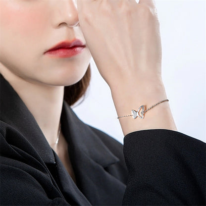 925 Sterling Silver Openwork Butterfly Bracelet - Unique Dainty Women's Jewelry