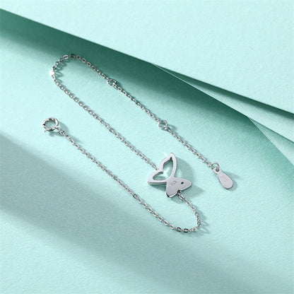 925 Sterling Silver Openwork Butterfly Bracelet - Unique Dainty Women's Jewelry