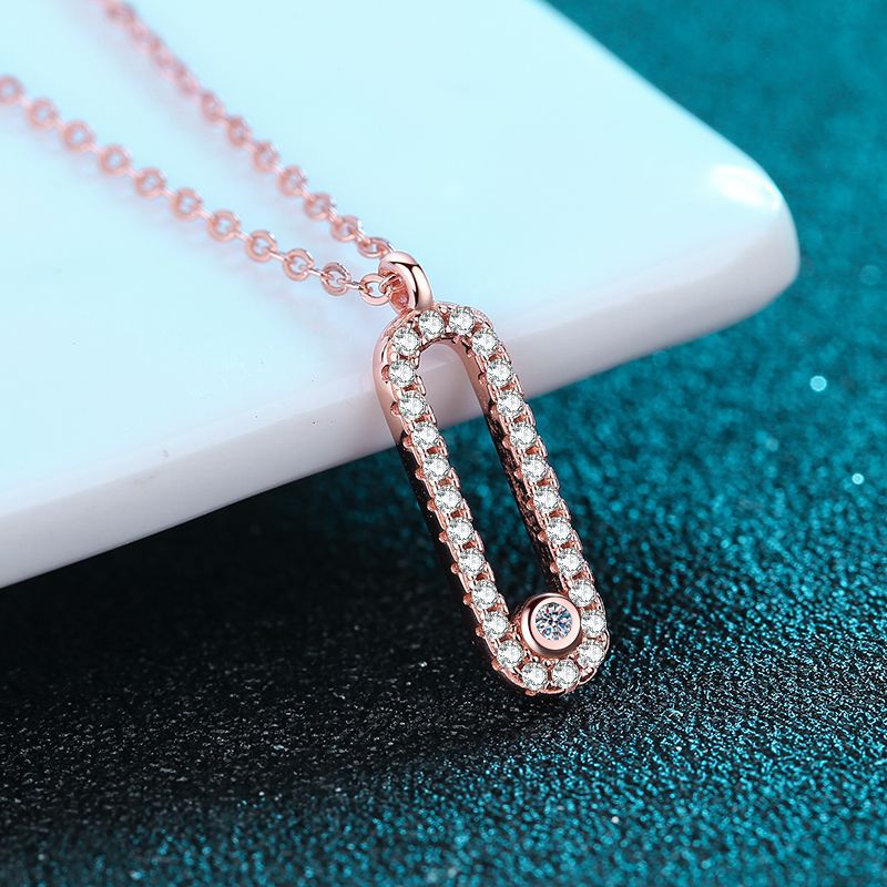 925 Sterling Silver Oval Cluster Pendant Necklace - 0.28CT Moissanite European Minimalist Chain