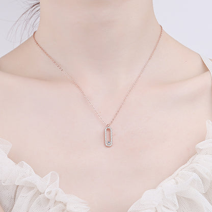 925 Sterling Silver Oval Cluster Pendant Necklace - 0.28CT Moissanite European Minimalist Chain