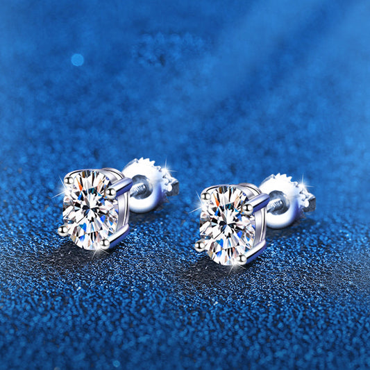 925 Sterling Silver Oval Tapered Stud Earrings with 5x7mm Moissanite White Gold Plated Luxury Jewelry for Women