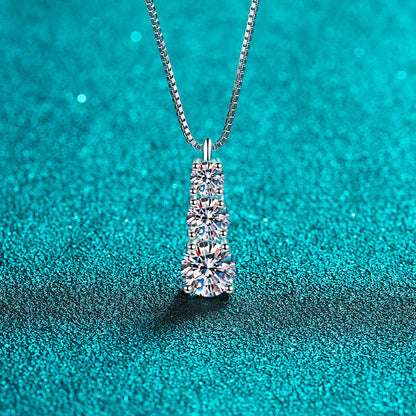 925 Sterling Silver PT950-Plated Letter Pendant Necklace - 1.8CT Moissanite Collarbone Chain