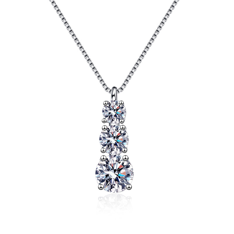925 Sterling Silver PT950-Plated Letter Pendant Necklace - 1.8CT Moissanite Collarbone Chain