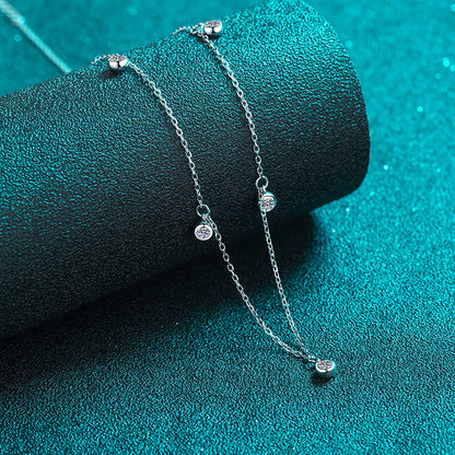 925 Sterling Silver PT950-Plated Teardrop Necklace - 0.5CT Moissanite Meteor Shower Collarbone Chain