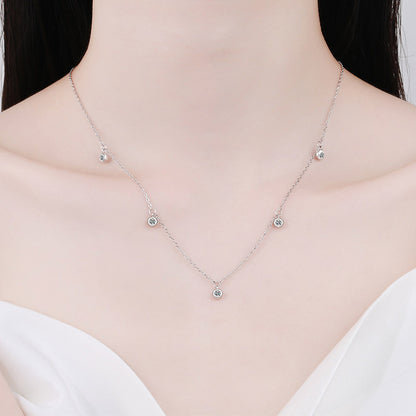 925 Sterling Silver PT950-Plated Teardrop Necklace - 0.5CT Moissanite Meteor Shower Collarbone Chain