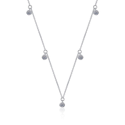 925 Sterling Silver PT950-Plated Teardrop Necklace - 0.5CT Moissanite Meteor Shower Collarbone Chain