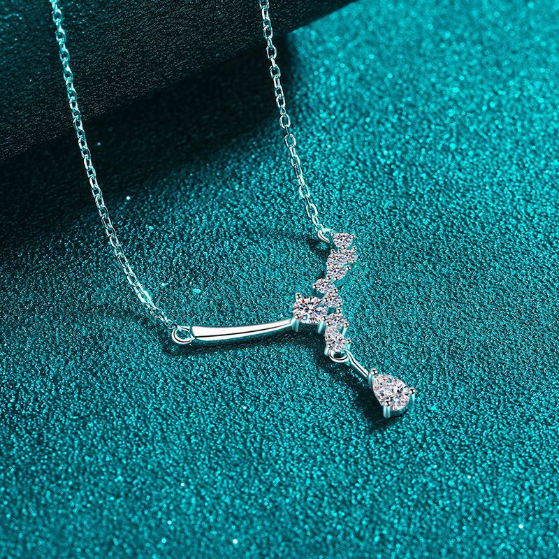 925 Sterling Silver PT950-Plated Teardrop Pendant Necklace - 0.85CT Moissanite Minimalist Chain