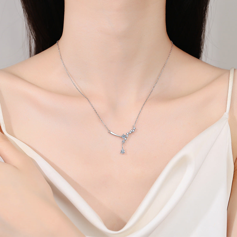925 Sterling Silver PT950-Plated Teardrop Pendant Necklace - 0.85CT Moissanite Minimalist Chain