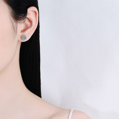 925 Sterling Silver PT950 Gold Plated Ball Moissanite Earrings - 1CT/2CT with Zircon Accents