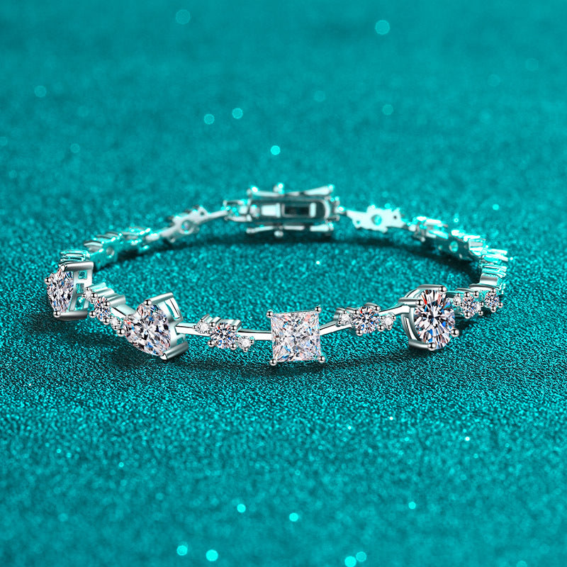 Light Luxury Persimmon Full Moissanite Bracelet - 6.07-6.43ct Cartoon Design (3 Sizes)