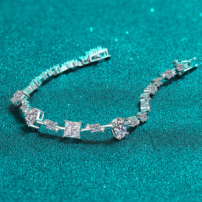 Light Luxury Persimmon Full Moissanite Bracelet - 6.07-6.43ct Cartoon Design (3 Sizes)