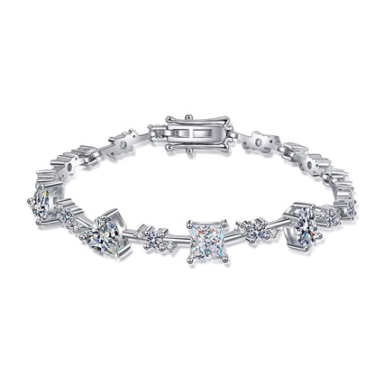 Light Luxury Persimmon Full Moissanite Bracelet - 6.07-6.43ct Cartoon Design (3 Sizes)