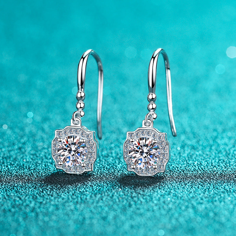 925 Sterling Silver PT950 Gold Plated Heart-Shaped Moissanite Stud Earrings - 1CT/2CT with Zircon Accents